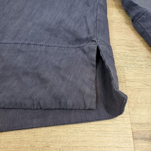 MM.Lafleur Linen Blend Collared Top XS Blue Stretch 3/4 Sleeve Nautical Preppy - Picture 4 of 10